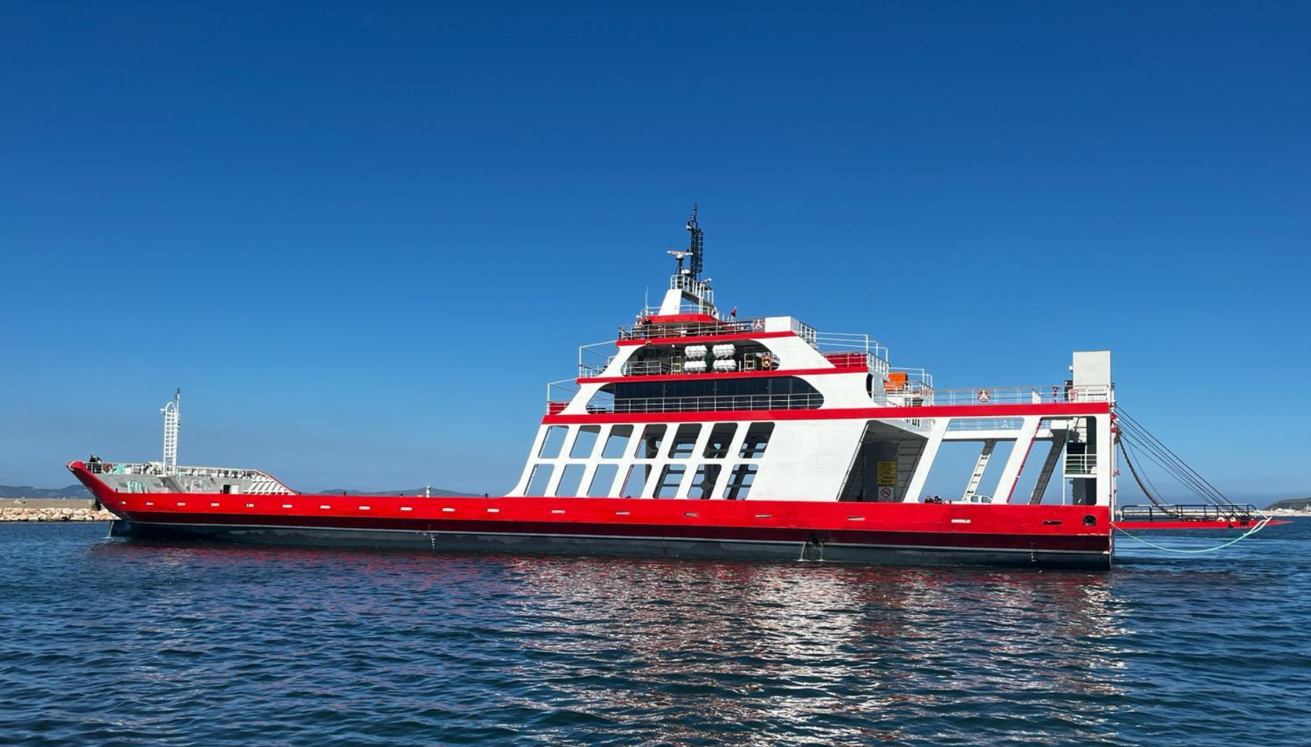 Ferry at Sea - Profile View